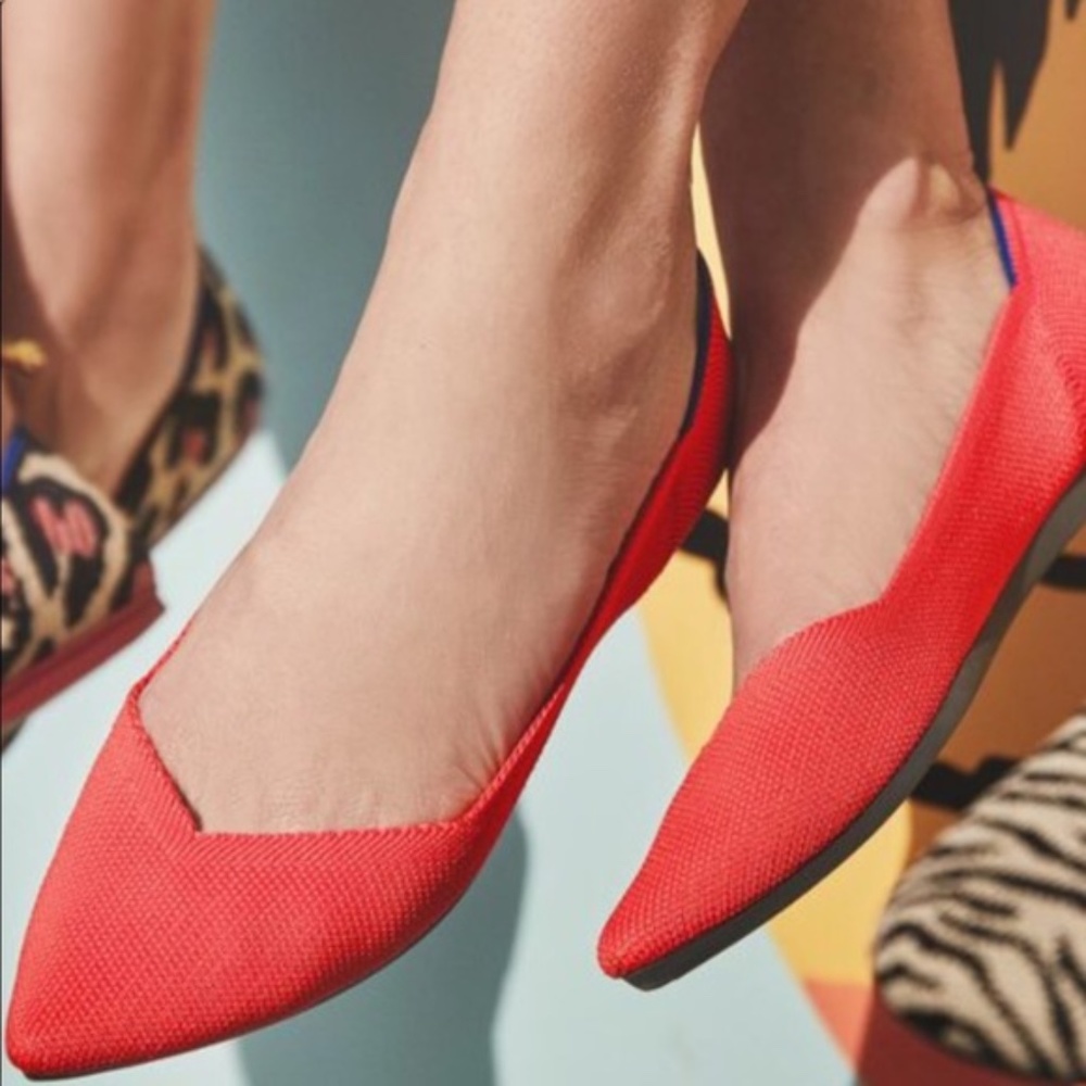 Rothy’s Retired The Point in Flame Red Flats Shoes10.5 NEW